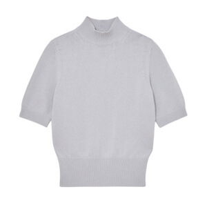 REISS Aria Cotton and Wool Funnel-Neck Knit Top